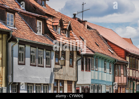 Maisons anciennes à colombages dans la ruelle Mot, Quedlinburg, Saxe-Anhalt, Allemagne, Europe Banque D'Images