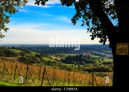 Vu de l'Apennin de la vallée du Pô, Langhirano, Parme, Italie Banque D'Images