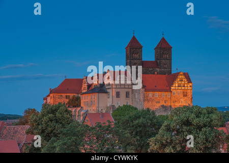 Château et collégiale de Saint Servatius sur le Schlossberg, Quedlinburg, Saxe-Anhalt, Allemagne, Europe Banque D'Images