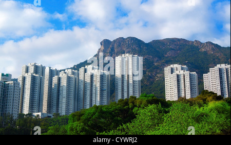 Logement de Hong Kong sous le rocher du Lion du paysage Banque D'Images