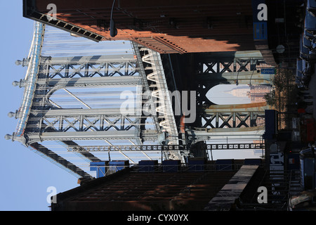 Dumbo, un acronyme pour vers le bas sous le viaduc du pont de Manhattan, dans le quartier de Brooklyn à New York Banque D'Images
