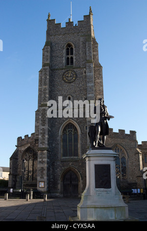 La ville de Sudbury statue de Thomas Gainsborough sur Market Hill Centre Suffolk angleterre uk go Banque D'Images