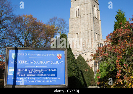 Le centre-ville de Sudbury l'église paroissiale de saint Grégoire suffolk angleterre uk go Banque D'Images