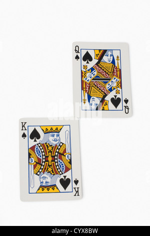 Close-up du Roi de pique et la dame de pique jouer aux cartes Banque D'Images
