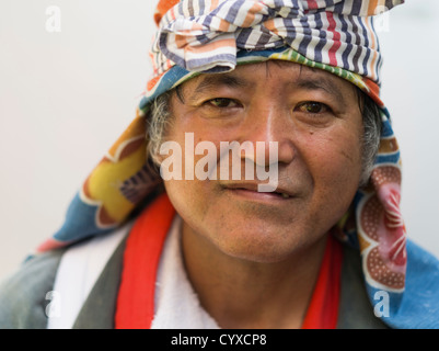 Homme d'Okinawa à Mushaama Harvest Festival île Hateruma Yaeyamas, Okinawa, Japon Banque D'Images