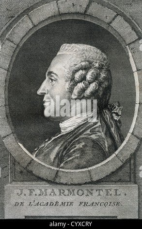 Jean François Marmontel (1723-1799). L'écrivain et historien français. La gravure. 18e siècle. Banque D'Images