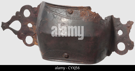Un boss bouclier, Celtic, 3eme/2eme siècle, A.D. boss bouclier en fer avec des supports latéraux perforés et des décorations géométriques en pointillés. Nettoyé et conservé, dans certaines pièces corrodées. Largeur 19 cm. Provenance: Collection privée sud-allemande, 1970 et plus tard, historique, historique, monde antique, monde antique, temps antique, objet, objets, alambics, coupure, découpe, découpes, méditerranée, métaux précieux, métaux précieux, ustensile, pièce d'équipement, ustensiles, article, articles, droits supplémentaires-Clearences-non disponible Banque D'Images