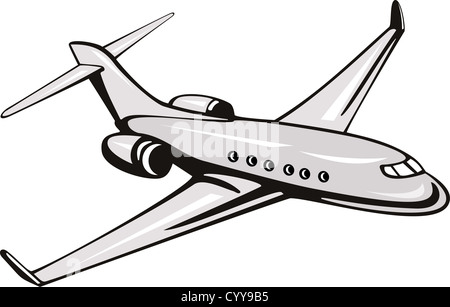 Illustration d'un avion à réaction commerciaux sur avion vol vol fond isolé Banque D'Images