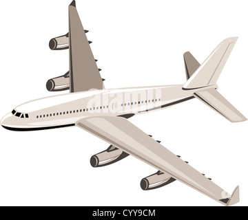 Illustration d'un avion à réaction commerciaux sur avion vol vol fond isolé Banque D'Images