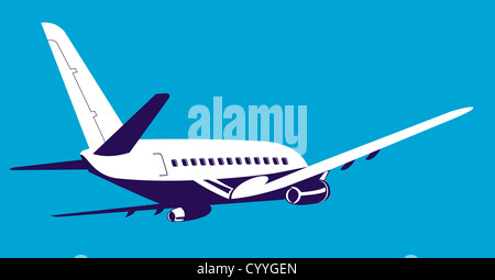 Illustration d'un avion de ligne avion à réaction commerciaux sur fond isolé Banque D'Images