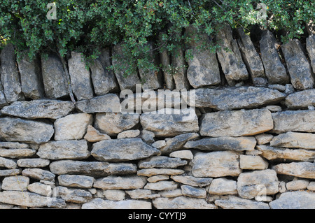 Mur de pierres plates séchées au village des Bories, Provence, France Banque D'Images