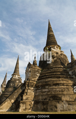 Le Stûpa du temple Wat Phra Sri Sanphet dans le parc historique d'Ayutthaya, Thaïlande Banque D'Images