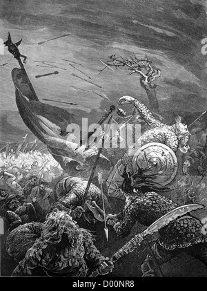 Illustration de la mort du roi Harold à la bataille de Hastings par Edward Frederick Brewtnall Banque D'Images