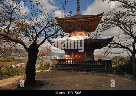 La pagode Tahoto sur l'île de Miyajima, Japon Banque D'Images