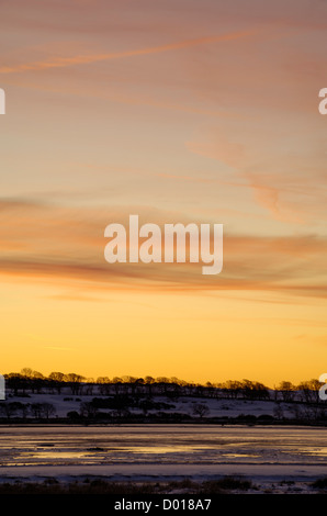 La baie de la flotte en hiver la neige, Solway Firth, Dumfries et Galloway, Écosse Banque D'Images