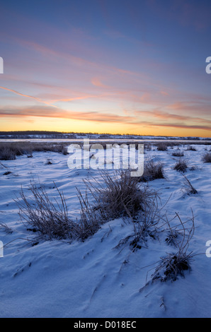 La baie de la flotte en hiver la neige, Solway Firth, Dumfries et Galloway, Écosse Banque D'Images