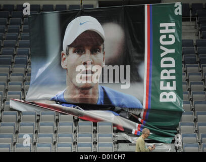 Prague, République tchèque. 14 novembre 2012. Affiche de Tomas Berdych est perçu avant la finale de la Coupe Davis de tennis République tchèque contre l'Espagne à Prague, République tchèque, mercredi, Novembre 14, 2012. (Photo/CTK Michal Kamaryt) Banque D'Images