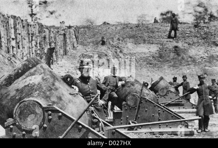 Yorktown, en Virginie. Support de batterie n° 4 mortiers de 13 pouces. L'extrémité sud, au cours de la guerre civile aux États-Unis, 1862 Banque D'Images