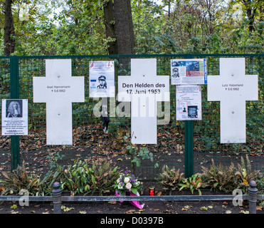 Les croix blanches sont un mémorial pour les victimes qui ont essayé de s'échapper de l'Allemagne de l'est quand la ville a été divisée par le mur, Mitte, Berlin, Allemagne Banque D'Images