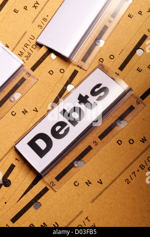 Dept mot sur le dossier d'affaires montrant finances ou concept financier Banque D'Images