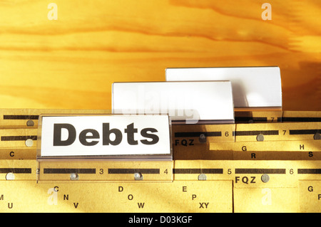 Dept mot sur le dossier d'affaires montrant finances ou concept financier Banque D'Images