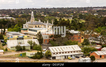 Collège salésien Rupertswood, Sunbury, au nord de Melbourne (vue arrière à partir de la position élevée). Banque D'Images