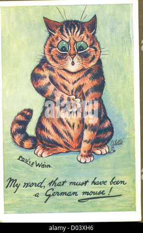 La Première Guerre mondiale carte postale bande dessinée publié par Raphael Tuck & Sons par l'artiste Louis Wain Banque D'Images