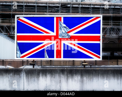 Poster de Union Jack à London Bridge Station, Banque D'Images