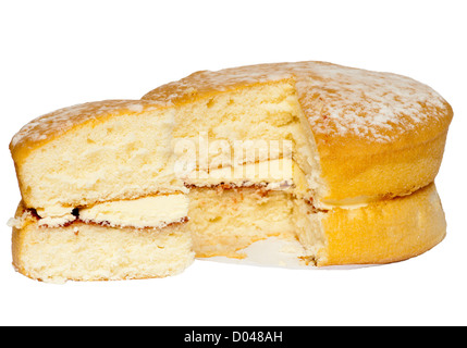 Gâteau éponge Victoria tout d'une tranche de Banque D'Images