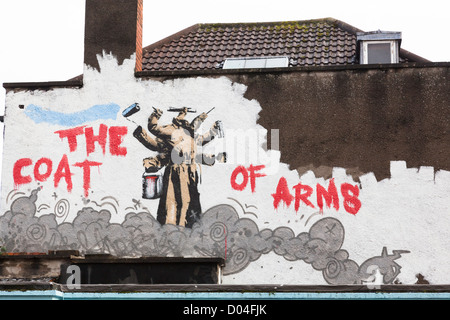 'Les armoiries' graffiti par Nick Walker, Bristol, Angleterre. Banque D'Images