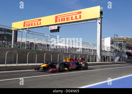 Le pilote australien Mark Webber de Red Bull Racing à l'exercice de la F1United States Grand Prix au circuit of the Americas Banque D'Images