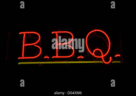 BBQ Barbecue Neon Sign Banque D'Images