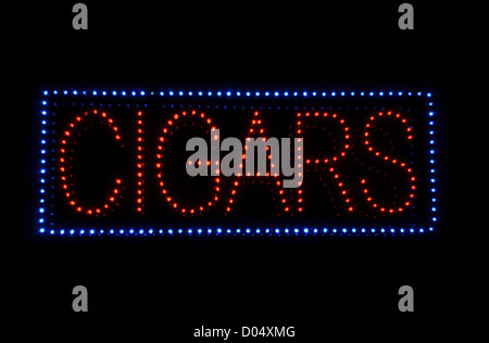 Cigare Rouge et Bleu Neon Light Sign Banque D'Images