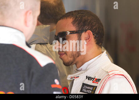 Le pilote britannique Lewis Hamilton de McLaren Mercedes dans l'aire des puits après l'exercice de la F1 Un Grand Prix des Etats-Unis Banque D'Images