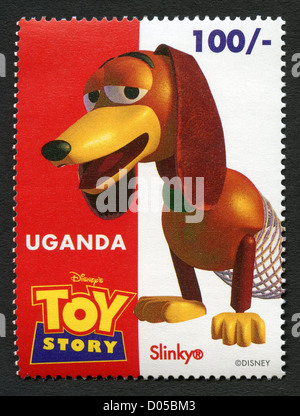 Timbre-poste de représentant de l'Ouganda de personnages de dessins animés Disney - hologramme de Toy Story Banque D'Images