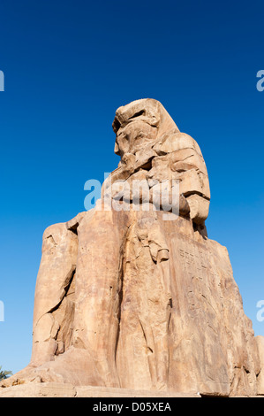 Les colosses de Memnon (appellent les gens comme el-Colossat ou es-Salamat) sont deux énormes statues de pierre du pharaon Aménophis III Banque D'Images