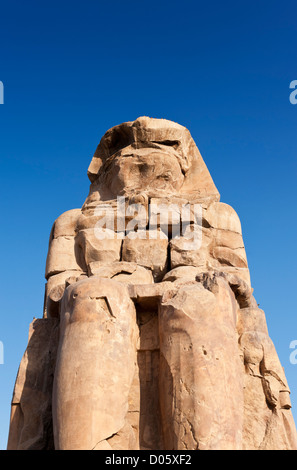 Les colosses de Memnon (appellent les gens comme el-Colossat ou es-Salamat) sont deux énormes statues de pierre du pharaon Aménophis III Banque D'Images