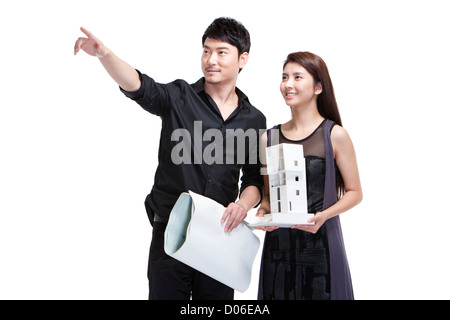 Modèle d'architecture et les architectes avec pointage plan Banque D'Images