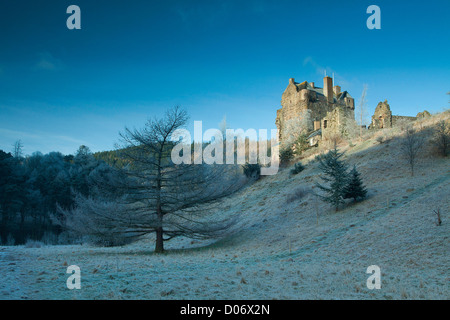 Neidpath Castle sur les rives de la rivière Tweed, Peebles, Scottish Borders Banque D'Images