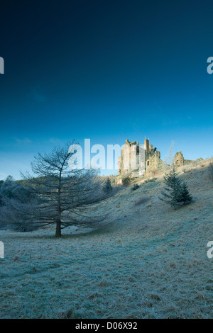 Neidpath Castle sur les rives de la rivière Tweed, Peebles, Scottish Borders Banque D'Images