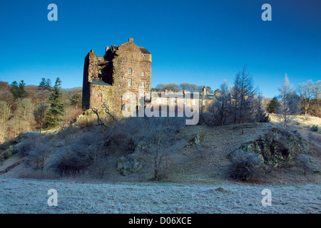 Neidpath Castle sur les rives de la rivière Tweed, Peebles, Scottish Borders Banque D'Images