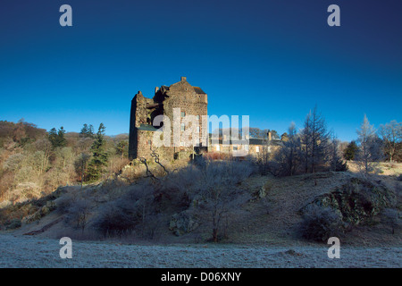 Neidpath Castle sur les rives de la rivière Tweed, Peebles, Scottish Borders Banque D'Images