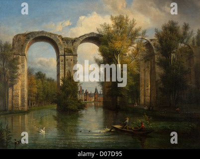 Peinture F.E. RICOIS (1795-1881) datant de 1838 CHATEAU DE MAINTENON AQUEDUC VU À TRAVERS LA SAXE PRIX CHATEAU DE MAINTENON Banque D'Images