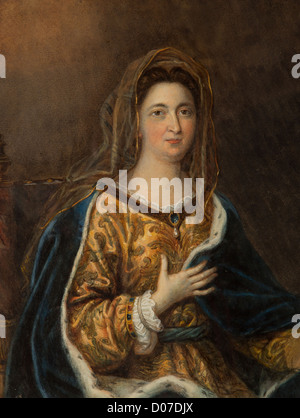 MADAME LA MARQUISE de Maintenon (1635-1719), née Françoise D'AUBIGNE REPRÉSENTÉ COMME SAINT FRANCES GRAVURE ROME EXPOSÉES DANS LE COULOIR Banque D'Images