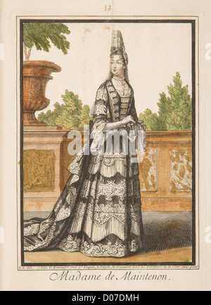 MADAME LA MARQUISE de Maintenon (1635-1719), née Françoise D'AUBIGNE GRAVURE EXPOSÉES DANS LE COULOIR LES APPARTEMENTS de Madame de Maintenon Banque D'Images