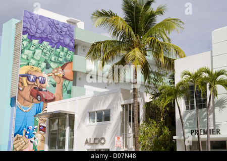 Peinture murale sur Collins Avenue, South Beach, Miami Beach City,Floride,USA Banque D'Images