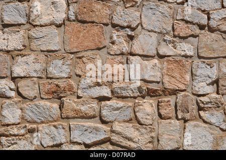 Vieux Tan Stone Background avec un mélange de pierre de taille Banque D'Images