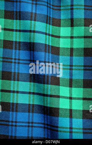 Plaid écossais Bleu Fond vert Banque D'Images