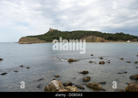 La ville de Tabarka et le fort génois sur la côte des Barbaresques, au nord-ouest de la Tunisie Banque D'Images