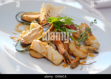 De fruits de mer Salade de verdures Banque D'Images